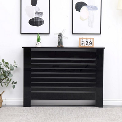 FurnitureHMD Modern Radiator Cover High Gloss Black Decorative Cabinet ...