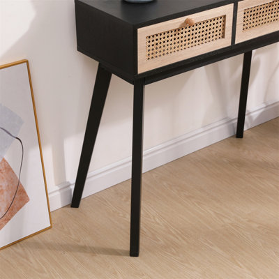 FurnitureHMD Modern Ratten Console Table Hallway Table Storage Table ...