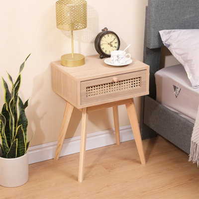 Bedside table with 2024 wooden legs