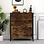 FurnitureHMD Rustic Brown 4 Drawers Chest Storage Sideboard Cabinet with Metal Handle for Bedroom,Kitchen,Living Room