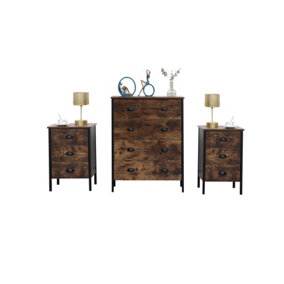 FurnitureHMD Rustic Brown Chest of Drawer,4 Drawer with Metal Handle,Storage Organizer Unit,Floor Cabinet for Bedroom,Kitchen,Livi