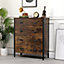 FurnitureHMD Rustic Brown Chest of Drawer,4 Drawer with Metal Handle,Storage Organizer Unit,Floor Cabinet for Bedroom,Kitchen,Livi