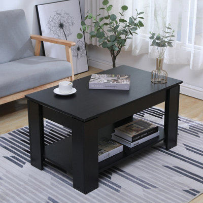 FurnitureHMD Sliding Top Coffee Table with Storage Shelf Hidden ...
