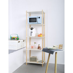 FurnitureHMD Versatile Tiered Shelf Solid Birch Shelving Unit Storage Organised Shelves for Living Room, Bedroom, Kitchen