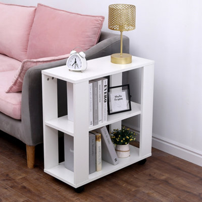 Side table with wheels store and storage