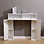 FurnitureHMD White Wooden Decorative Fireplace Console Fire Surroundings Storage Cabinet with Hidden Compartment