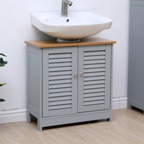 FurnitureHMD Wooden Bathroom Under Basin Unit,Under Sink Bathroom Cabinet,Freestanding Cupboard