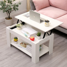 FurnitureHMD Wooden Lift Up Coffee Table with Storage Compartment and Shelf Tea Table Desk for Living Room,Office