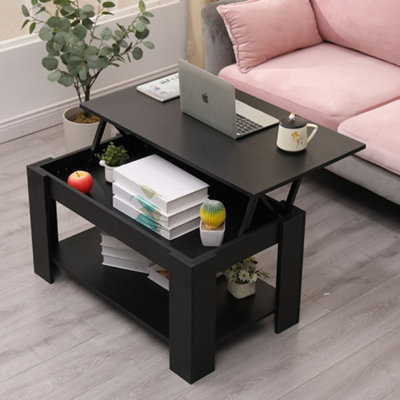 FurnitureHMD Wooden Lift Up Coffee Table with Storage Compartment and Shelf Tea Table Desk for Living Room,Office