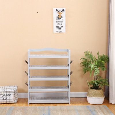 Wood metal online shoe rack