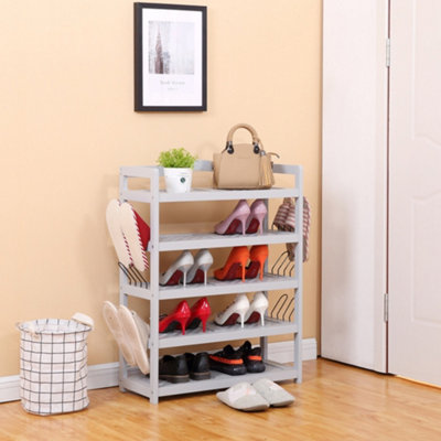FurnitureHMD Wooden Pine Wood Shoe Rack Shoe Stand Organiser Shoe Storage Shelves for Bedroom,Living Room, Hallway