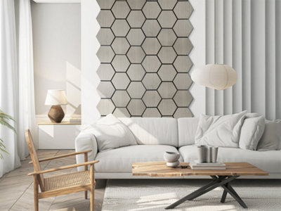 Fuse Acoustic Wooden Hexagon Wall Panel in Grey Oak