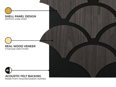 Fuse Acoustic Wooden Shell Wall Panel in Charcoal Oak