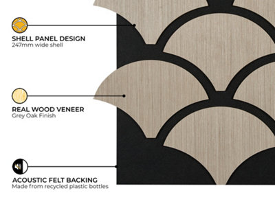 Fuse Acoustic Wooden Shell Wall Panel in Grey Oak