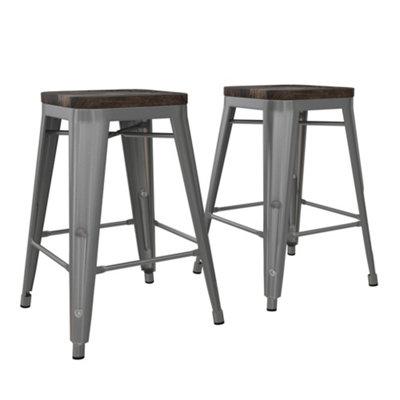 Fusion Counter Stool in Metal Silver, 2 Pieces