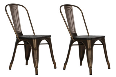 Fusion Dining Chair in Metal Antique Bronze, 2 pieces