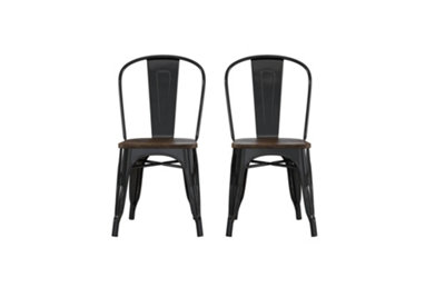 Fusion Dining Chair in Metal in Black, 2 pieces