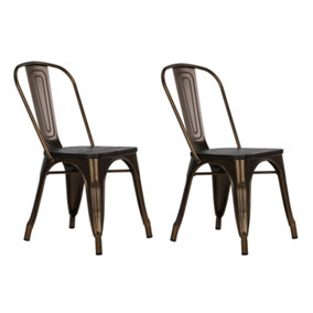 Fusion metal dining chair in antique bronze, 2 pieces