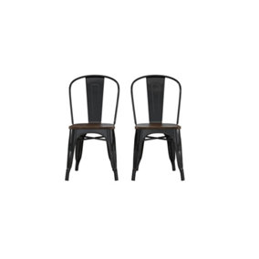 Fusion metal dining chair in black, 2 pieces
