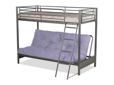 Futon Bunk Bed (With One Futon Mattress) in Silver Metal Finish (Lilac ...
