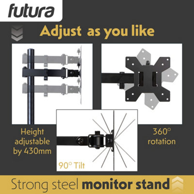 Futura Dual Monitor Arm for 13 to 27 Inch Screens - Dual Monitor Desk ...