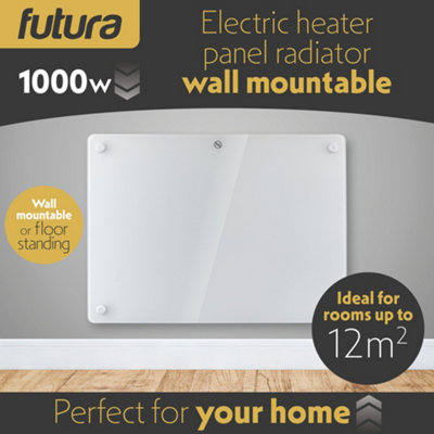 Futura Electric Panel Heater 1000W White Wall Mounted & Free Standing Glass Timer Thermostat Control Lot 20