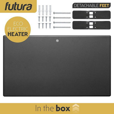 Futura Electric Panel Heater 1500W Eco Radiator Grey Wall Mounted & Freestanding Thermostat Control & Setback Timer Lot 20