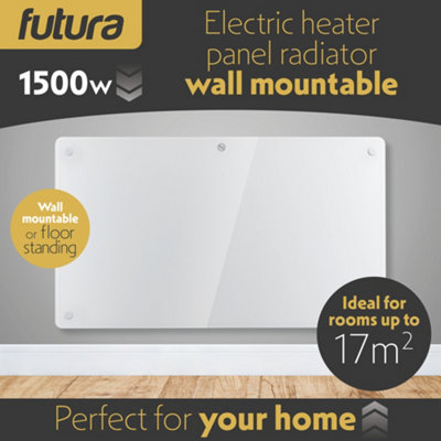Futura Electric Panel Heater 1500W White Wall Mounted & Free Standing Glass Timer Thermostat Control Lot 20