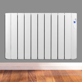 Futura Electric Panel Heater 1800W Oil Filled Radiator Day Timer Wall Mounted Low Energy Retention Digital Thermostat Convector