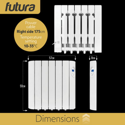 Futura Electric Panel Heater 900W Oil Filled Radiator Day Timer Wall ...
