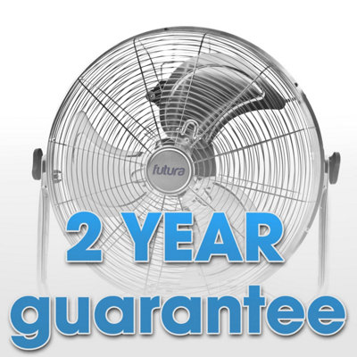 Futura Floor Fan 20 Inch Portable 110W Chrome Fan Adjustable 3 Speed Floor Standing Cooling Fan