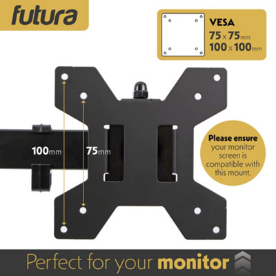 Futura Single Monitor Desk Mount Arm for 13 to 32 Inch Screens - Monitor Desk Mount with Clamp 90 Tilt, 360 Rotation & 180 Swivel