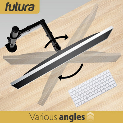 Futura Single Monitor Desk Mount Arm for 13 to 32 Inch Screens - Monitor Desk Mount with Clamp 90 Tilt, 360 Rotation & 180 Swivel