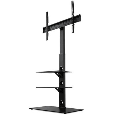 Futura TV Floor Stand 30 to 75 Inch Height Adjustable Swivel Mount with Two Shelves Supports 40kg