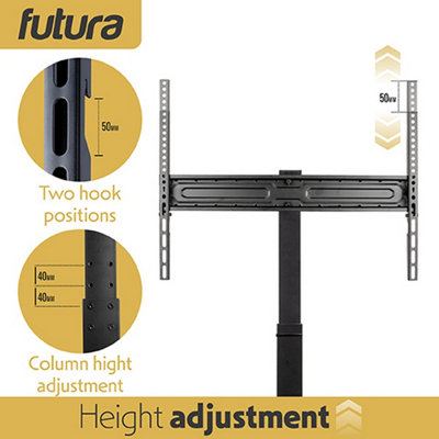 Futura TV Floor Stand 30 to 75 Inch Height Adjustable Swivel Mount with Two Shelves Supports 40kg