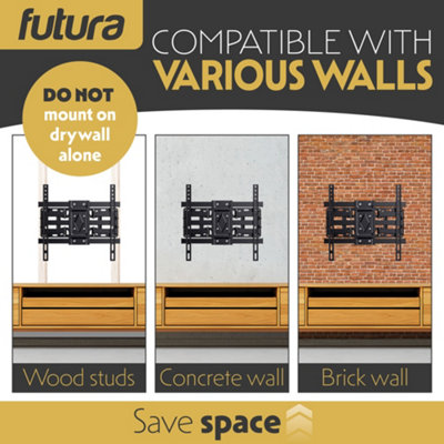 Futura TV Wall Bracket Mount for 32-65 Inch TVs, Tilt, Swivel ...