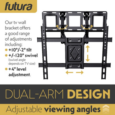 Futura TV Wall Bracket Mount for 32-75 Inch TVs, Tilt, Swivel & Rotation, Universal Flat & Curved TVs, VESA Max 600x400mm 45kg Max