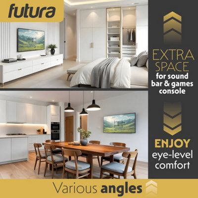 Futura TV Wall Bracket Mount for 32-75 Inch TVs, Tilt, Swivel & Rotation, Universal Flat & Curved TVs, VESA Max 600x400mm 45kg Max