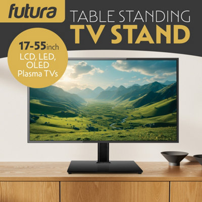 Futura Universal TV Stand 17 to 55 Inch TVs, Swivel, Rotation & Height Adjustable, 20kg Load, Max VESA 200x200mm Glass Base