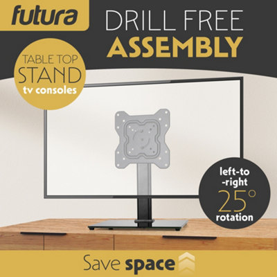 Futura Universal TV Stand 17 to 55 Inch TVs, Swivel, Rotation & Height Adjustable, 20kg Load, Max VESA 200x200mm Glass Base
