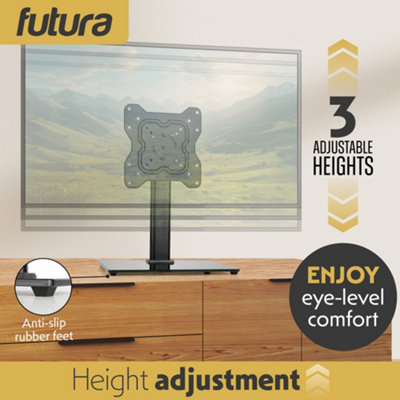 Futura Universal TV Stand 17 to 55 Inch TVs, Swivel, Rotation & Height Adjustable, 20kg Load, Max VESA 200x200mm Glass Base