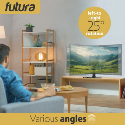 Futura Universal TV Stand 17 to 55 Inch TVs, Swivel, Rotation & Height Adjustable, 20kg Load, Max VESA 200x200mm Glass Base