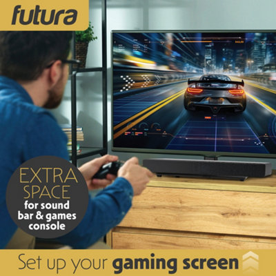 Futura Universal TV Stand 17 to 55 Inch TVs, Swivel, Rotation & Height Adjustable, 20kg Load, Max VESA 200x200mm Glass Base
