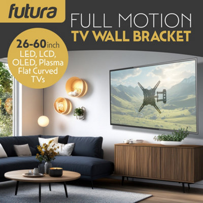 Futura Universal TV Wall Bracket Mount 26-60 Inch TVs, Tilt, Swivel & 90 Rotation, VESA 400mm x 400mm, 35kg Max Load Heavy Duty