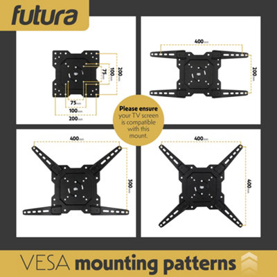 Futura Universal TV Wall Bracket Mount 26-60 Inch TVs, Tilt, Swivel & 90 Rotation, VESA 400mm x 400mm, 35kg Max Load Heavy Duty
