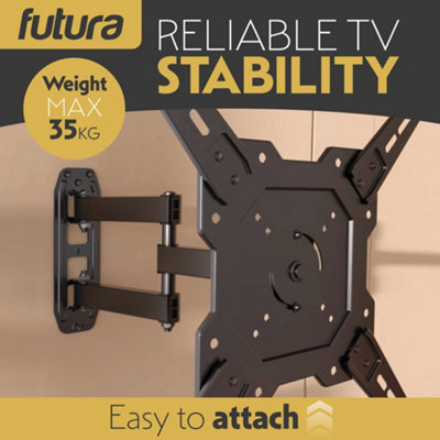 Futura Universal TV Wall Bracket Mount 26-60 Inch TVs, Tilt, Swivel & 90 Rotation, VESA 400mm x 400mm, 35kg Max Load Heavy Duty