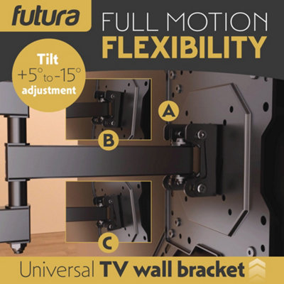Futura Universal TV Wall Bracket Mount 26-60 Inch TVs, Tilt, Swivel & 90 Rotation, VESA 400mm x 400mm, 35kg Max Load Heavy Duty
