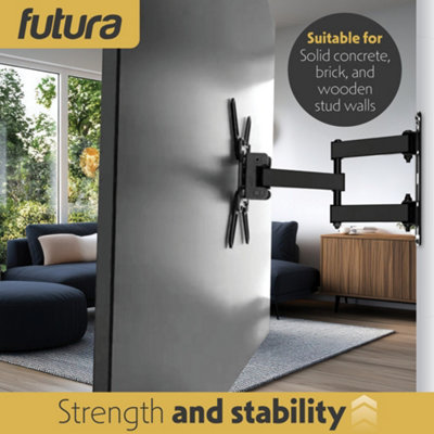Futura Universal TV Wall Bracket Mount for 13-43 Inch TVs, Tilt, Swivel & 90 Rotation, VESA 75x75mm to 200x200mm, 20kg Max Load