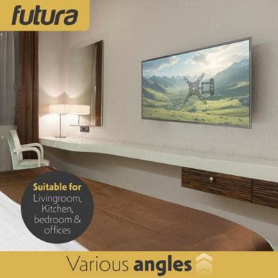 Futura Universal TV Wall Bracket Mount for 13-43 Inch TVs, Tilt, Swivel & 90 Rotation, VESA 75x75mm to 200x200mm, 20kg Max Load