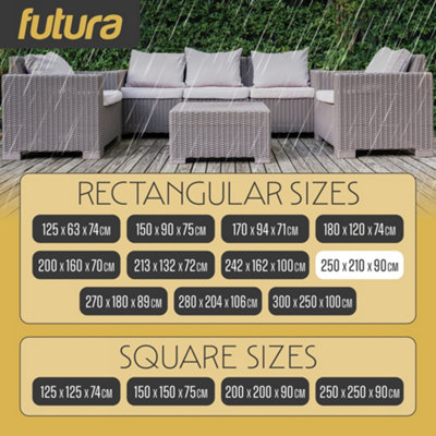 Futura Weatherproof Outdoor Covers Garden Furniture Cover Rip Resistant Fabric Rectangular 250x210x90cm